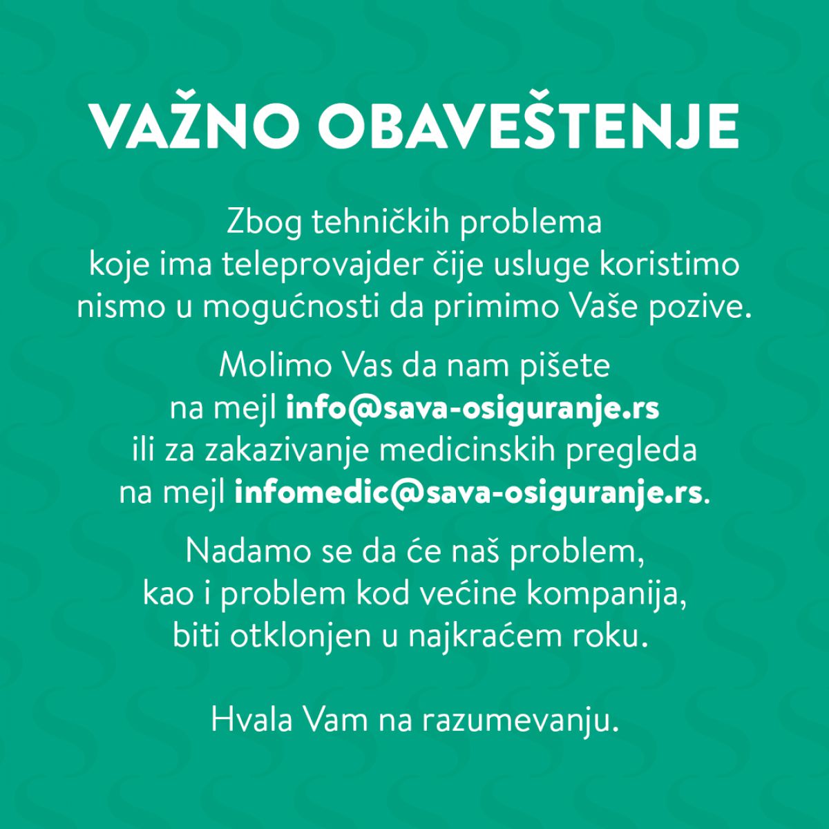 Obaveštenje za klijente